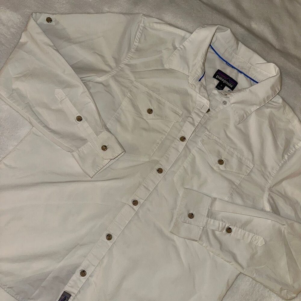 Patagonia Women’s Long Sleeved Sun Stretch Shirt White Size Small EUC